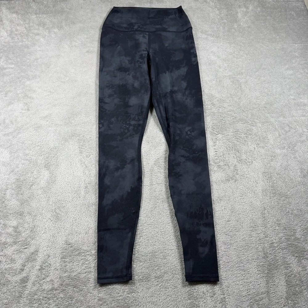 Alo Yoga High Waist Vapor Leggings Womens XS Black Tie Dye Ankle Pants Gym